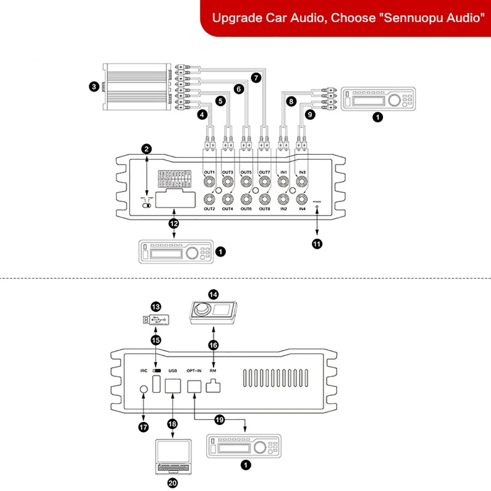 Car Sound Amplifier 4 Ch DSP audio 8-channel Digital Sound Processors